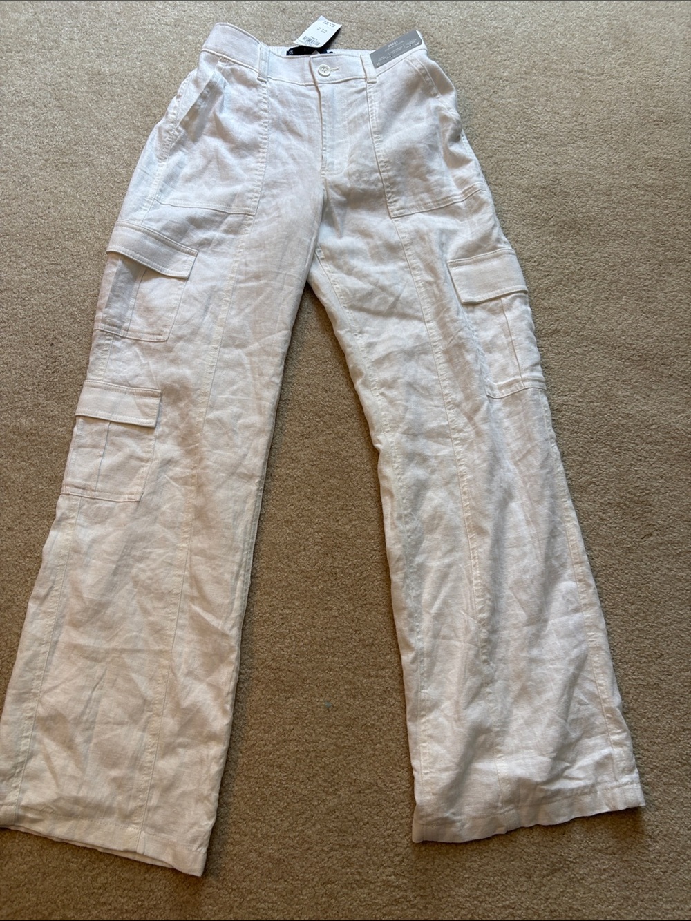 Hollister White Wide-Leg Cargo Pants-lined
